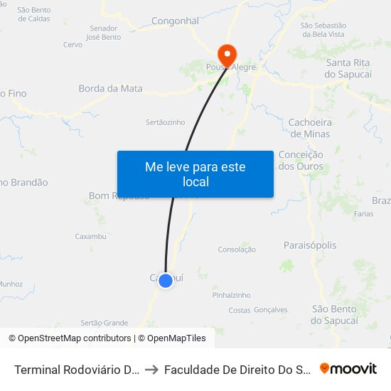 Terminal Rodoviário De Cambuí to Faculdade De Direito Do Sul De Minas map