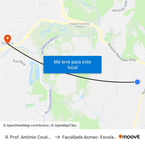 R. Prof. Antônio Coutinho Rezende, 25 | Bematech to Faculdade Asmec- Escola De Negócios De Pouso Alegre map