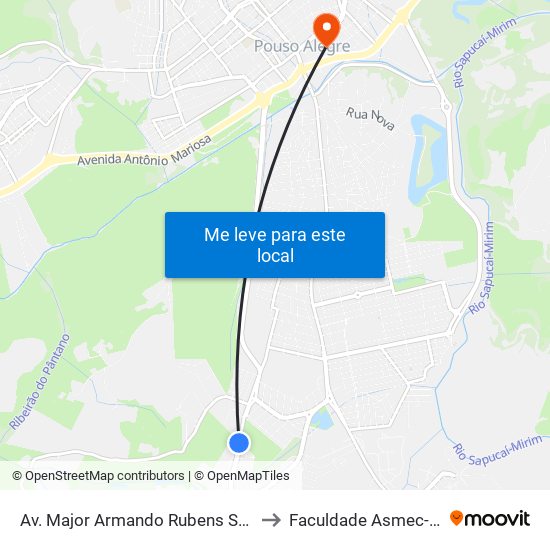 Av. Major Armando Rubens Storino, 2200 | Justiça Do Trabalho/Cimed – Sentido Bairro to Faculdade Asmec- Escola De Negócios De Pouso Alegre map