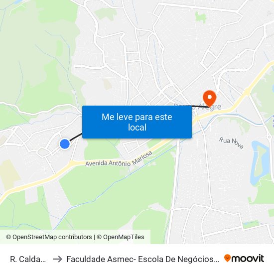 R. Caldas, 130 to Faculdade Asmec- Escola De Negócios De Pouso Alegre map