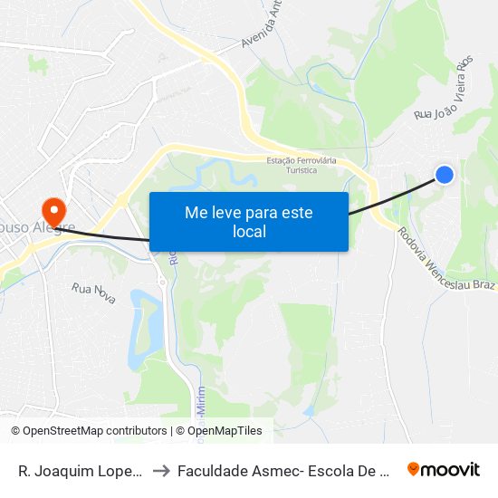 R. Joaquim Lopes Da Costa, 216 to Faculdade Asmec- Escola De Negócios De Pouso Alegre map