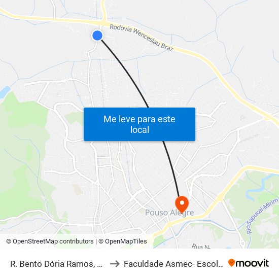 R. Bento Dória Ramos, 100 | Presídio De Pouso Alegre to Faculdade Asmec- Escola De Negócios De Pouso Alegre map