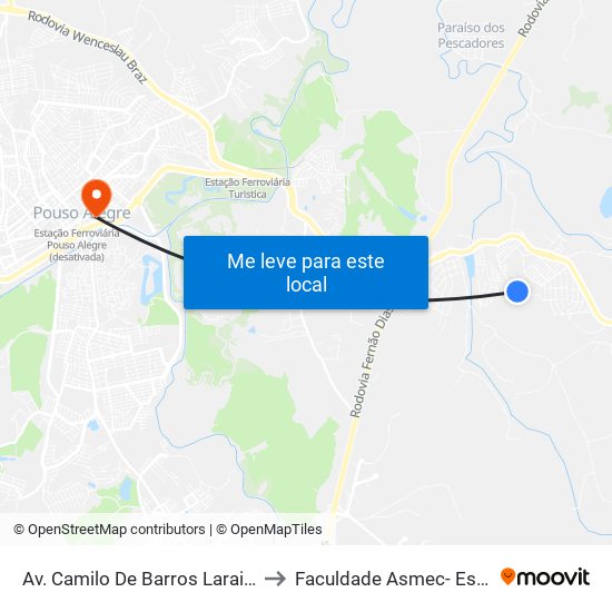 Av. Camilo De Barros Laraia, 805 | Esquina Com R. Joina Guimarães to Faculdade Asmec- Escola De Negócios De Pouso Alegre map