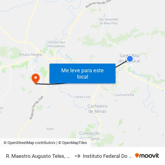 R. Maestro Augusto Teles, 47 | Subida Lajes Pré-Moldadas - Sentido Recanto to Instituto Federal Do Sul De Minas - Campus Pouso Alegre map