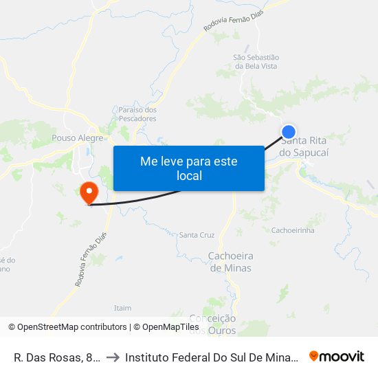 R. Das Rosas, 800 | Presídio to Instituto Federal Do Sul De Minas - Campus Pouso Alegre map