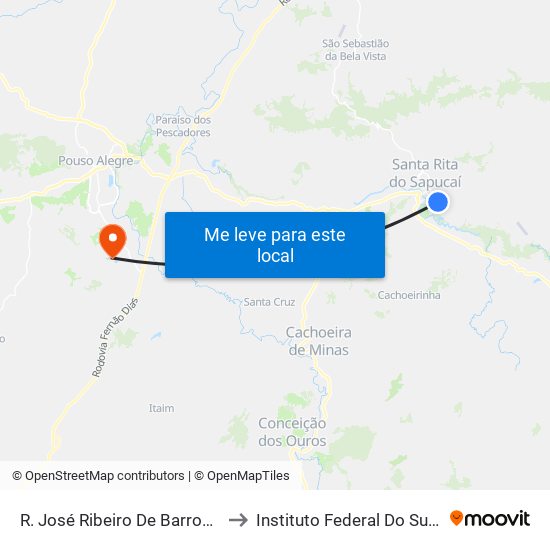 R. José Ribeiro De Barros, 10 | Inatel - Sentido Praça Do Murilo to Instituto Federal Do Sul De Minas - Campus Pouso Alegre map
