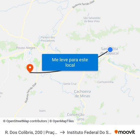 R. Dos Colibris, 200 | Praça Do Centro Empresarial - Sentido Centro to Instituto Federal Do Sul De Minas - Campus Pouso Alegre map