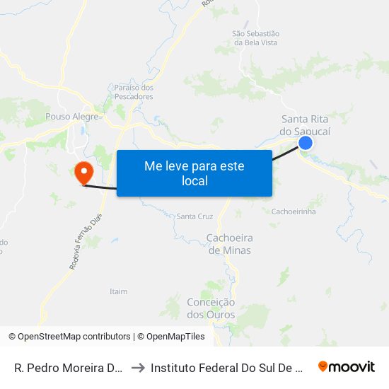 R. Pedro Moreira Da Costa, 130 | Srcc 1 to Instituto Federal Do Sul De Minas - Campus Pouso Alegre map