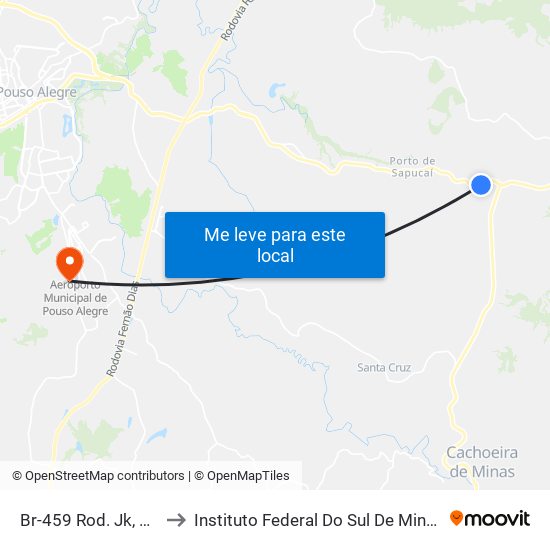 Br-459 Rod. Jk, Km 118,8 Oeste to Instituto Federal Do Sul De Minas - Campus Pouso Alegre map