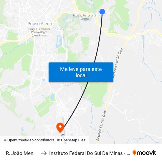 R. João Mendonça, 352 to Instituto Federal Do Sul De Minas - Campus Pouso Alegre map