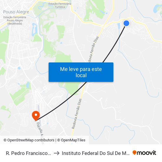 R. Pedro Francisco Da Faria, 10 | Praça to Instituto Federal Do Sul De Minas - Campus Pouso Alegre map