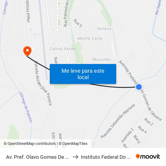 Av. Pref. Olavo Gomes De Oliveira, 6020 | Entrada Do Viveiros De Muda to Instituto Federal Do Sul De Minas - Campus Pouso Alegre map