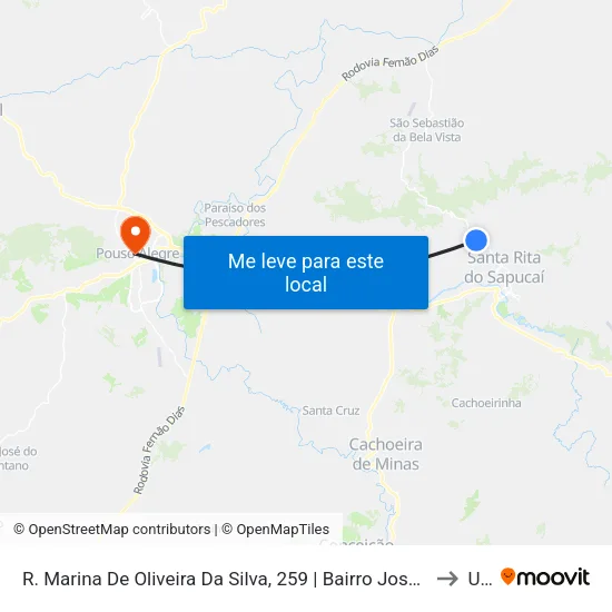 R. Marina De Oliveira Da Silva, 259 | Bairro José Gonçalves Mendes to Una map