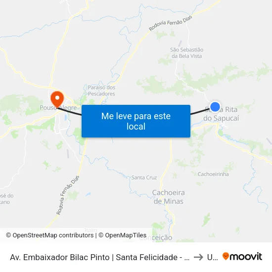 Av. Embaixador Bilac Pinto | Santa Felicidade - Sentido Centro to Una map