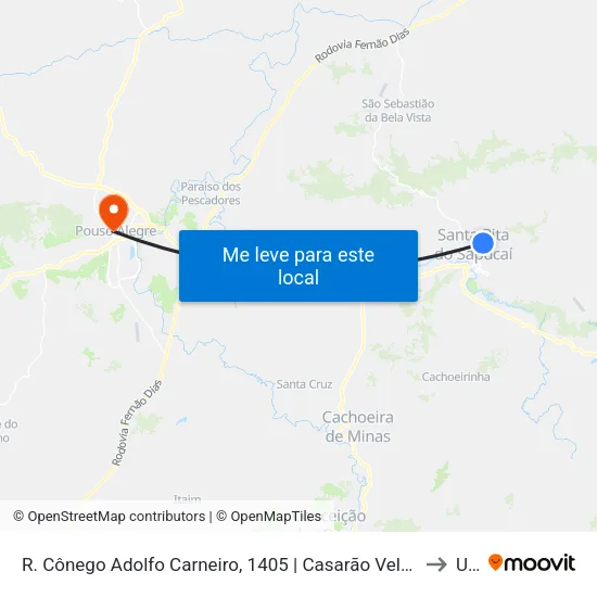 R. Cônego Adolfo Carneiro, 1405 | Casarão Velho - Sentido Centro to Una map