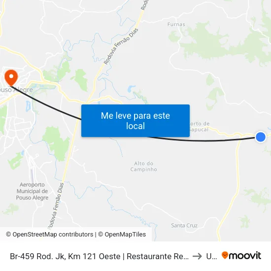 Br-459 Rod. Jk, Km 121 Oeste | Restaurante Recanto Do Vale to Una map