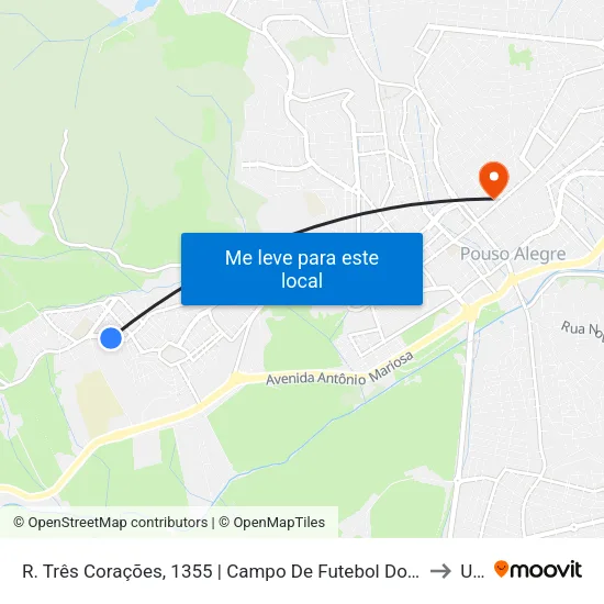 R. Três Corações, 1355 | Campo De Futebol Do Bairro São João to Una map