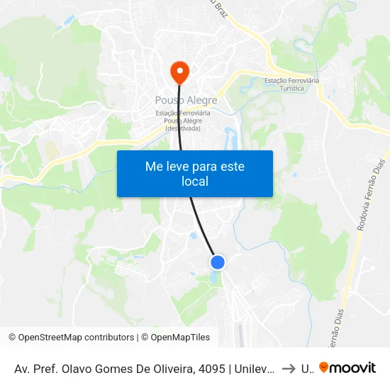 Av. Pref. Olavo Gomes De Oliveira, 4095 | Unilever – Estacionamento Dos Caminhões to Una map