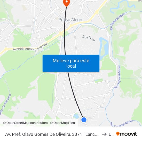 Av. Pref. Olavo Gomes De Oliveira, 3371 | Lanchonete Nosso Ponto to Una map