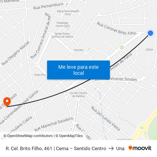R. Cel. Brito Filho, 461 | Cema – Sentido Centro to Una map
