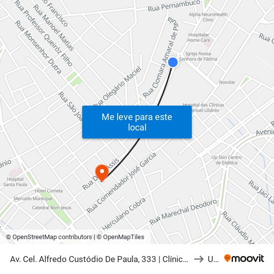 Av. Cel. Alfredo Custódio De Paula, 333 | Clínica Corpus to Una map