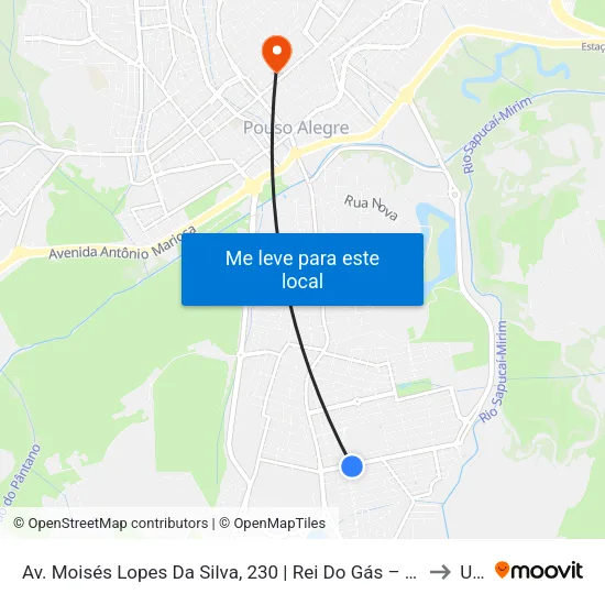 Av. Moisés Lopes Da Silva, 230 | Rei Do Gás – Sentido Bairro to Una map
