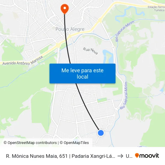 R. Mônica Nunes Maia, 651 | Padaria Xangri-Lá – Sentido Bairro to Una map