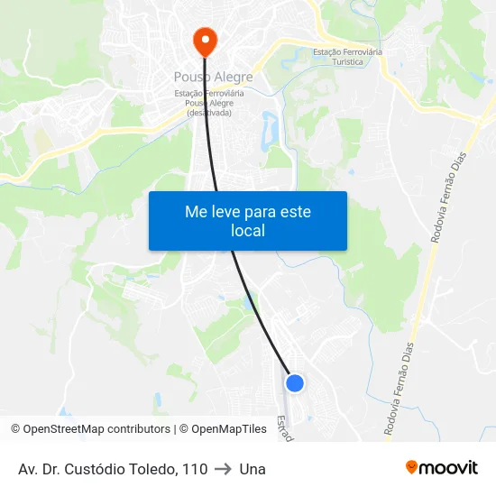 Av. Dr. Custódio Toledo, 110 to Una map