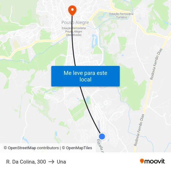 R. Da Colina, 300 to Una map