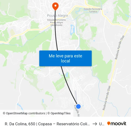 R. Da Colina, 650 | Copasa – Reservatório Colina Verde to Una map