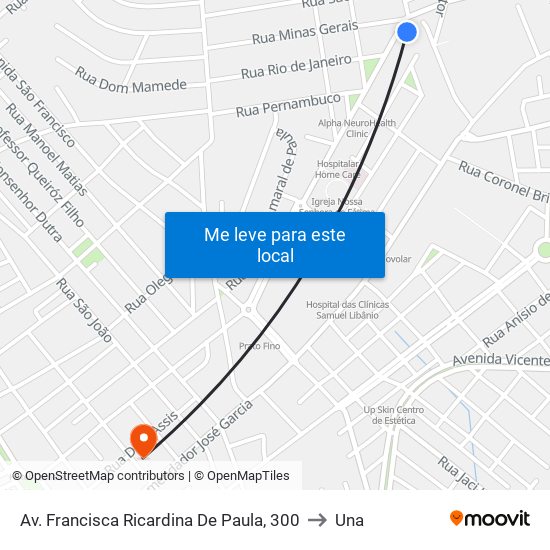 Av. Francisca Ricardina De Paula, 300 to Una map