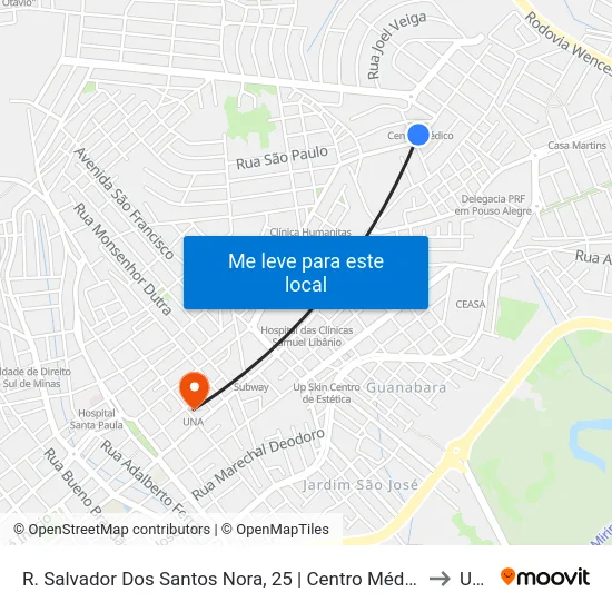 R. Salvador Dos Santos Nora, 25 | Centro Médico to Una map