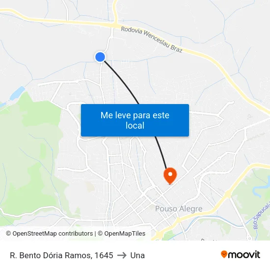 R. Bento Dória Ramos, 1645 to Una map