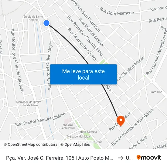 Pça. Ver. José C. Ferreira, 105 | Auto Posto Mariano to Una map