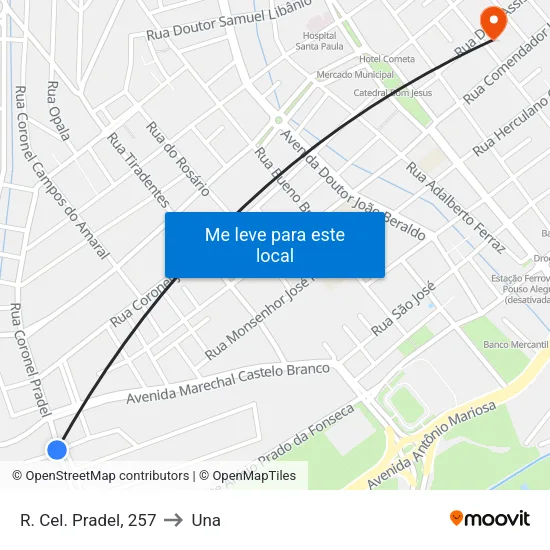 R. Cel. Pradel, 257 to Una map