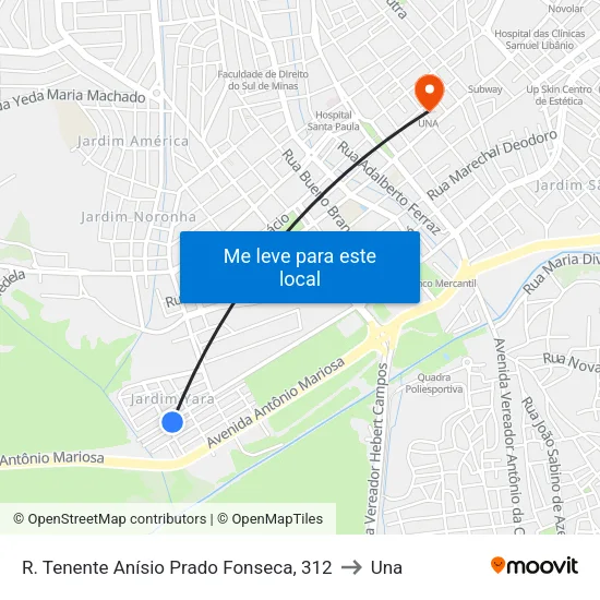 R. Tenente Anísio Prado Fonseca, 312 to Una map