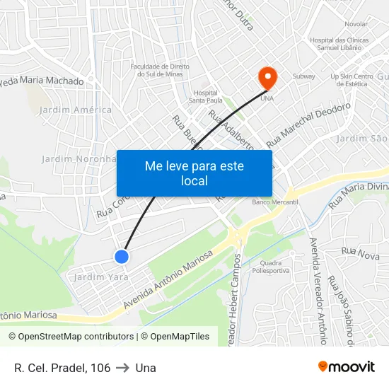 R. Cel. Pradel, 106 to Una map