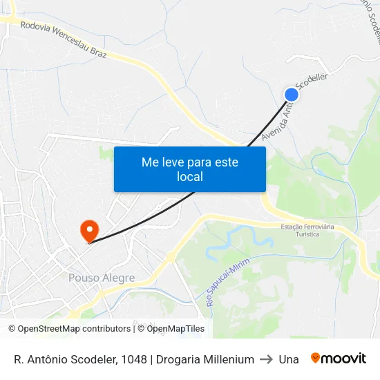 R. Antônio Scodeler, 1048 | Drogaria Millenium to Una map