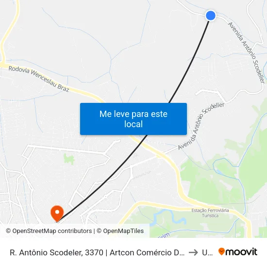 R. Antônio Scodeler, 3370 | Artcon Comércio De Blocos to Una map