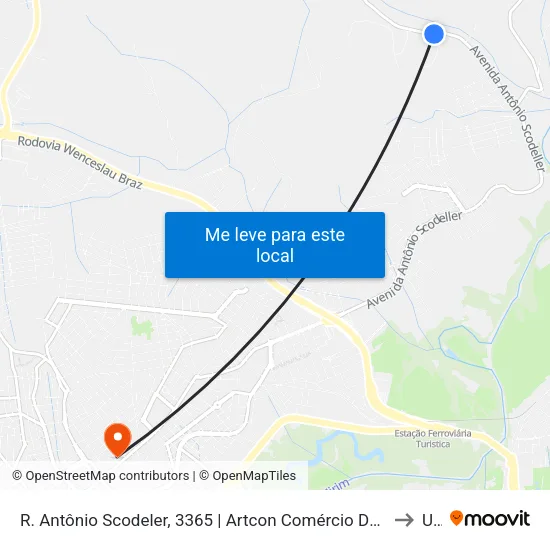R. Antônio Scodeler, 3365 | Artcon Comércio De Blocos – Sentido Centro to Una map