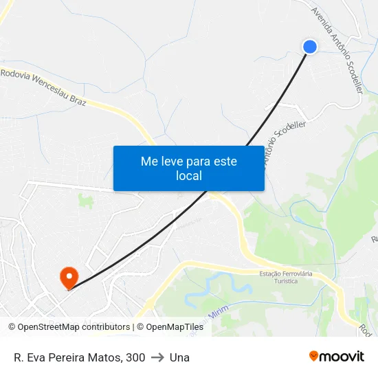 R. Eva Pereira Matos, 300 to Una map
