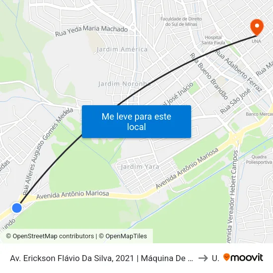 Av. Erickson Flávio Da Silva, 2021 | Máquina De Beneficiar Arroz E Feijão - Sentido Pouso Alegre to Una map