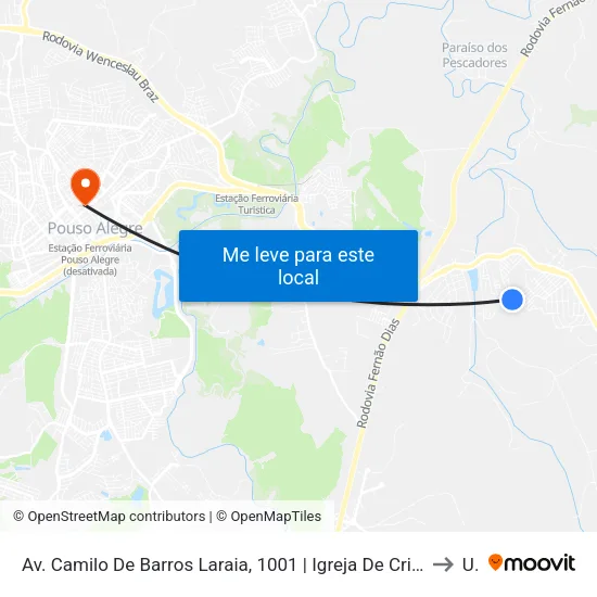 Av. Camilo De Barros Laraia, 1001 | Igreja De Cristo Pentecostal No Brasil – Sentido Centro to Una map