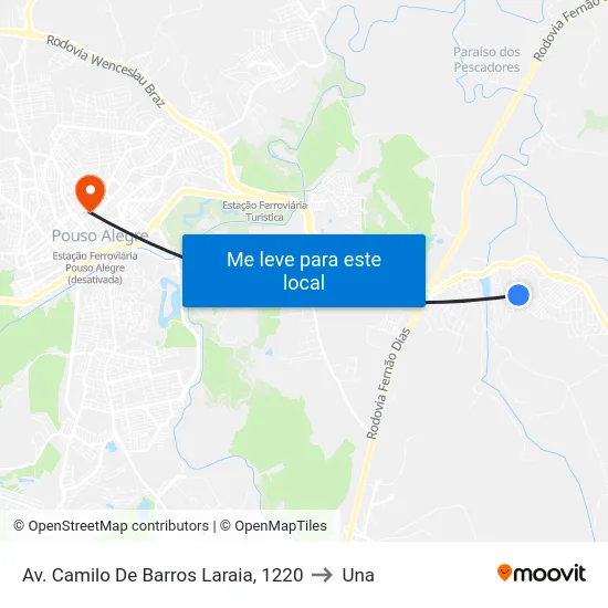 Av. Camilo De Barros Laraia, 1220 to Una map