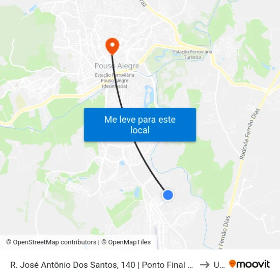 R. José Antônio Dos Santos, 140 | Ponto Final Do Santo Expedito to Una map