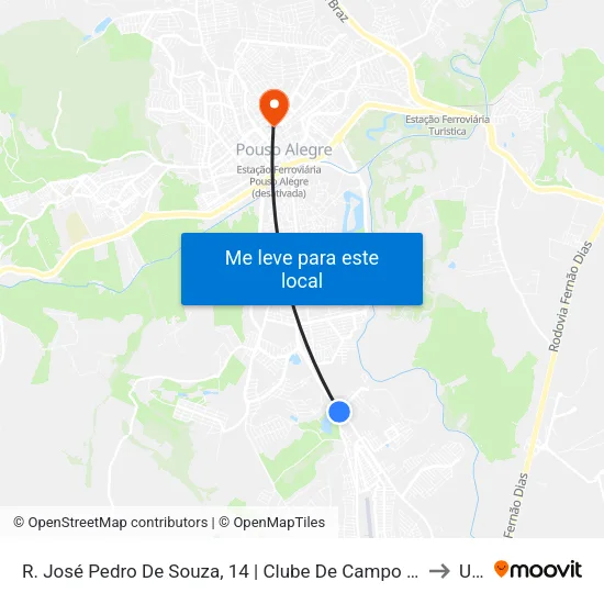 R. José Pedro De Souza, 14 | Clube De Campo Pouso Alegre to Una map