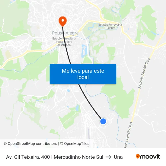 Av. Gil Teixeira, 400 | Mercadinho Norte Sul to Una map