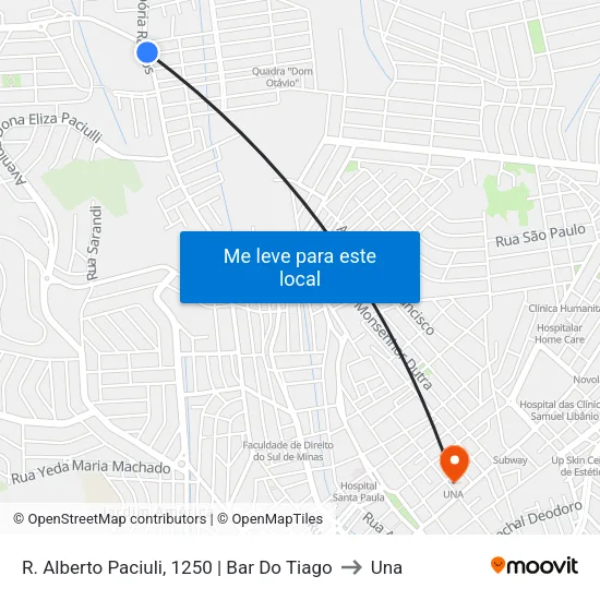 R. Alberto Paciuli, 1250 | Bar Do Tiago to Una map