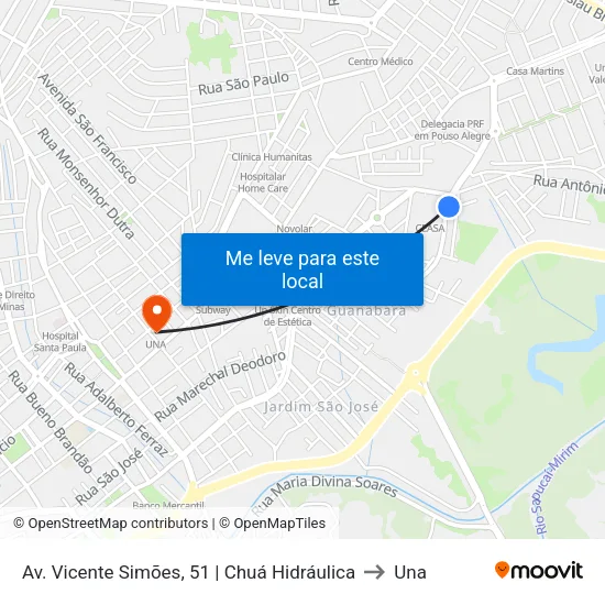 Av. Vicente Simões, 51 | Chuá Hidráulica to Una map
