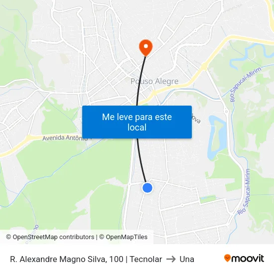 R. Alexandre Magno Silva, 100 | Tecnolar to Una map